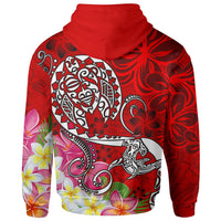 Polynesian Zip up Hoodie Turtle Plumeria Red Color - Polynesian Pride