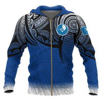 Yap Micronesia Zip up Hoodie Tattoo Pattern Unisex Blue - Polynesian Pride