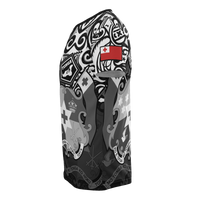 Tonga Pride T Shirt Tongan Flag Coat of Arms Polynesian Tattoo (White Black) - Polynesian Pride