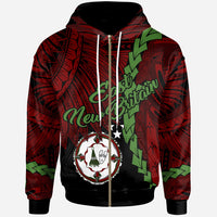 Papua New Guinea East New Britain Province Polynesian Zip Hoodie Tribal Wave Tattoo Unisex Red - Polynesian Pride