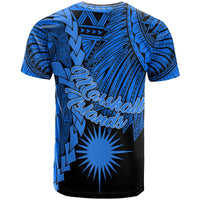 Marshall Islands Polynesian Custom T Shirt Tribal Wave Tattoo Blue - Polynesian Pride