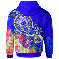 Samoa Hoodie Turtle Plumeria (Blue) - Polynesian Pride