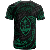 Guam Polynesian Custom T Shirt Green Tribal Wave - Polynesian Pride