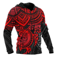 Tahiti Polynesian Hoodie Red Turtle - Polynesian Pride