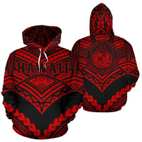 Hawaii Polynesian Tribal Hoodie New Warrior Style Red Color Unisex White - Polynesian Pride