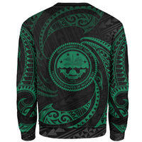 Federated States Of Micronesia Polynesian Custom Personalised Sweater - Green Tribal Wave - Polynesian Pride