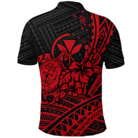 Hawaii Turtle With Hibiscus Tribal Red Polo Shirt LT12 - Polynesian Pride