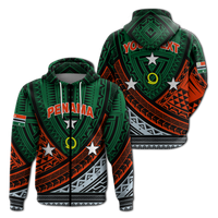 Custom Vanuatu Penama Province Tribal Pattern Hoodie LT12 Zip Hoodie Green - Polynesian Pride