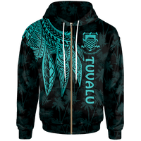 Tuvalu Zip up Hoodie Polynesian Wings (Turquoise) Unisex Turquoise - Polynesian Pride