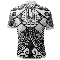 Tahiti Polo Shirt White Seal with Polynesian Tattoo - Polynesian Pride
