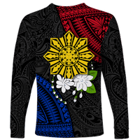 (Custom Personalised) Philippines Sampaguita Filipino Sun Long Sleeve Shirt - LT12 - Polynesian Pride