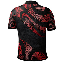 Papua New Guinea Custom Polo Shirt Polynesian Tattoo Red Version - Polynesian Pride