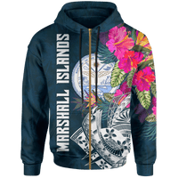 Marshall Islands Zip up Hoodie Marshall Islands Summer Unisex Blue - Polynesian Pride