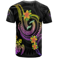 Cook Islands Custom T Shirt Plumeria Flowers with Spiral Patterns - Polynesian Pride