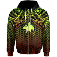 Polynesian Papua New Guinea Zip up Hoodie Reggae Vintage Polynesian Patterns Unisex Reggae - Polynesian Pride