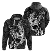 Polynesian Shark Tattoo Hawaii Tribal Hoodie LT12 Zip Hoodie Black - Polynesian Pride