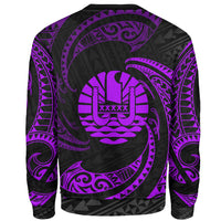 Tahiti Polynesian Custom Personalised Sweater - Purple Tribal Wave - Polynesian Pride