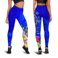 FSM Legging - Turtle Plumeria (Blue) - Polynesian Pride