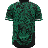 Federated States Of Micronesia Polynesian Baseball Shirt - Tribal Wave Tattoo Green - Polynesian Pride