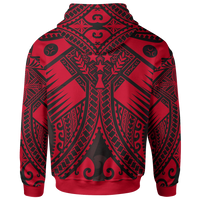 Kosrae Zip up Hoodie Red Seal with Polynesian Tattoo - Polynesian Pride