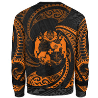 Tonga Polynesian Sweater - Orange Tribal Wave - Polynesian Pride