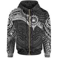 Samoa Polynesian Zip up Hoodie White Heart Shield Unisex WHITE - Polynesian Pride