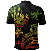 American Samoa Custom Polo Shirt Polynesian Turtle With Pattern Reggae - Polynesian Pride