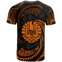 Tahiti Polynesian Custom T Shirt Orange Tribal Wave - Polynesian Pride