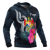 Tonga Polynesian Hoodie Tropical Flower - Polynesian Pride