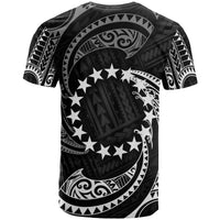 Cook Islands Polynesian All Over T Shirt White Tribal Wave - Polynesian Pride
