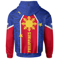 Philippines Zip up Hoodie Polynesian Pattern Flag - Polynesian Pride