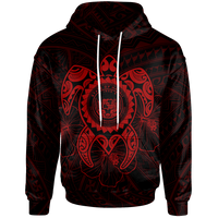 Hawaii Polynesian Hoodie Vintage Polynesian Turtle (Red) Unisex Red - Polynesian Pride