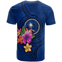 Chuuk Micronesia Custom T Shirt Floral With Seal Blue - Polynesian Pride