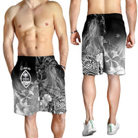 Guam Men's Shorts - Humpback Whale with Tropical Flowers (White) - Polynesian Pride