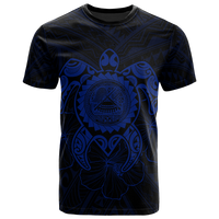American Samoa Polynesian T Shirt Vintage Polynesian Turtle (Blue) Unisex Blue - Polynesian Pride