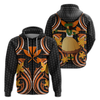 Hawaii Hula Girl Floral Hoodie LT12 Zip Hoodie Black - Polynesian Pride