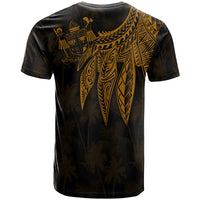 Fiji Custom T Shirt Polynesian Wings (Golden) - Polynesian Pride