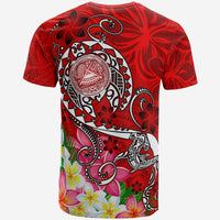 American Samoa Polynesian T Shirt Turtle Plumeria (Red) - Polynesian Pride