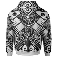 Chuuk Custom Zip up Hoodie White Seal with Polynesian Tattoo - Polynesian Pride