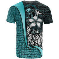 Chuuk Micronesian T Shirt Turquoise Turtle with Hook - Polynesian Pride