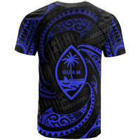Guam Polynesian Custom T Shirt Blue Tribal Wave - Polynesian Pride