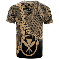 Hawaii Polynesian T Shirt Tribal Wave Tattoo Gold - Polynesian Pride