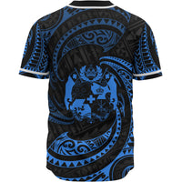 Tonga Polynesian Custom Personalised Baseball Shirt - Blue Tribal Wave - Polynesian Pride