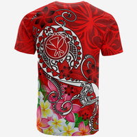 Hawaii T Shirt Turtle Plumeria Polynesian Tattoo Red Color - Polynesian Pride