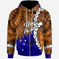 Papua New Guinea New Ireland Province Polynesian Zip Hoodie Tribal Wave Tattoo Unisex Blue - Polynesian Pride