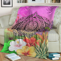 Polynesian Premium Blanket - Manta Ray Tropical Flowers - Polynesian Pride