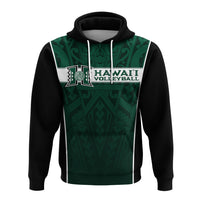 Hawaii Volleyball Green Warrior Hoodie LT2 - Polynesian Pride