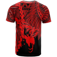 Papua New Guinea Polynesian Custom T Shirt Tribal Wave Tattoo Red - Polynesian Pride