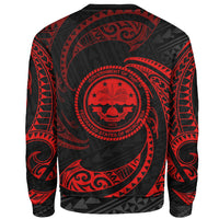 Federated States Of Micronesia Polynesian Custom Personalised Sweater - Red Tribal Wave - Polynesian Pride