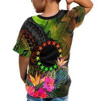 Cook Islands Polynesian Custom T Shirt Hibiscus and Banana Leaves - Polynesian Pride